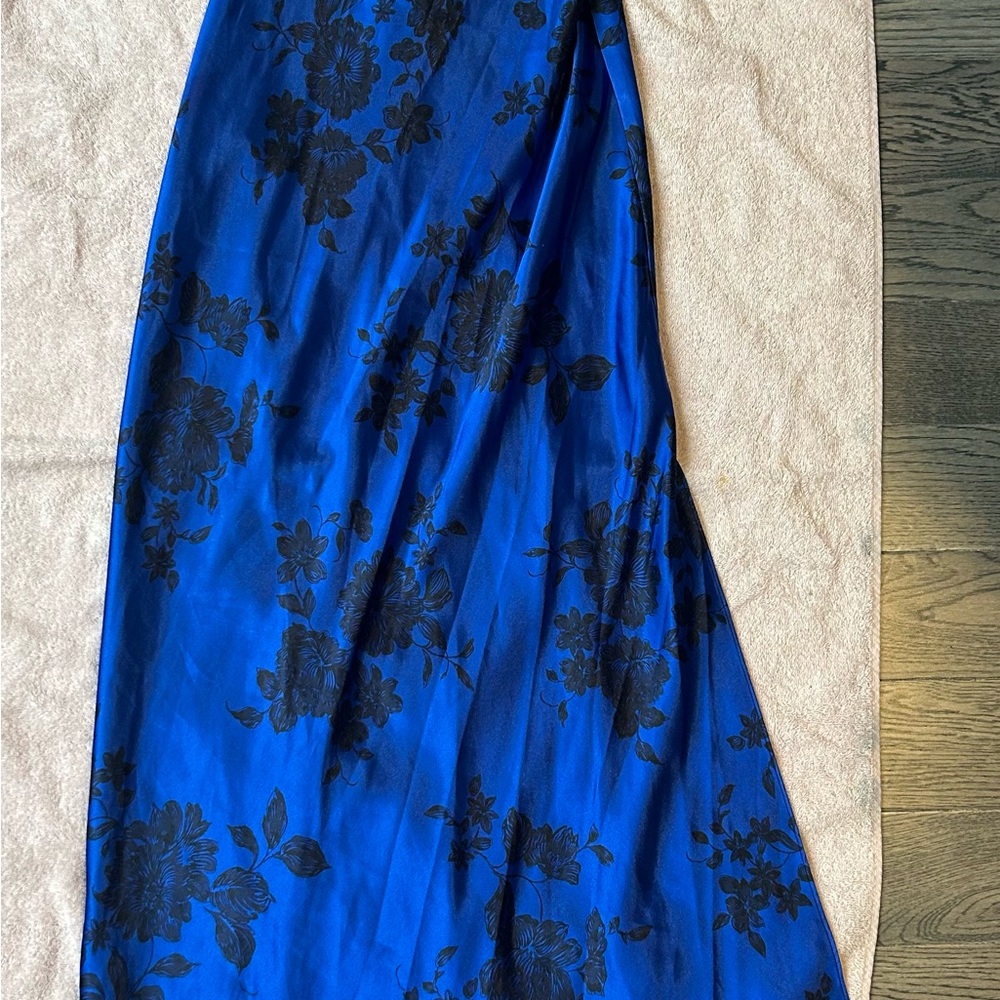 Elegant Blue Floral Women's Dress